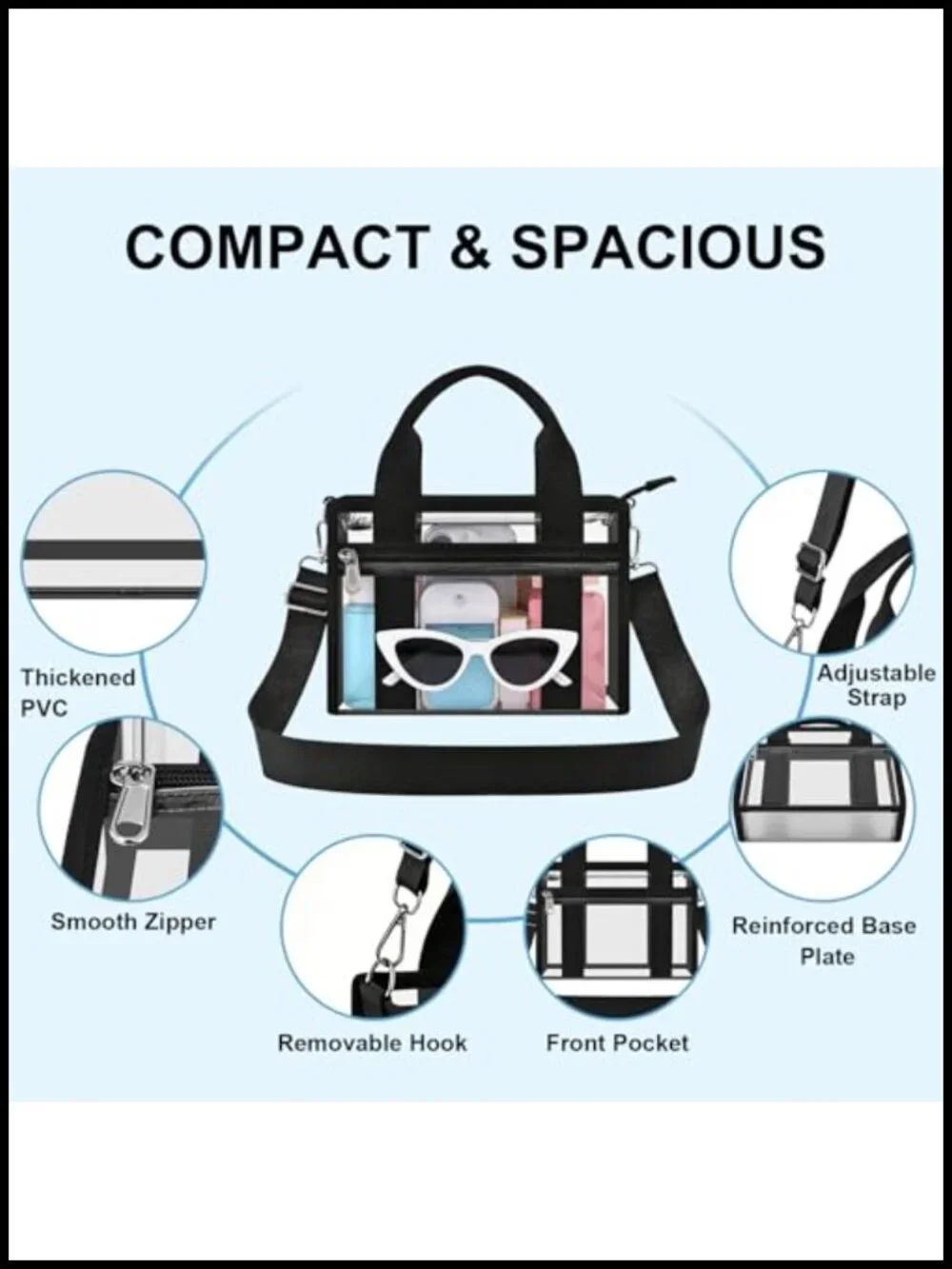 Clear Stadium Event Satchel Purse | Concert Game Day Festival | PVC Crossbody